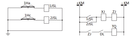 JSL-26繼電器構(gòu)成的二相式定時(shí)限保護(hù)的原理圖