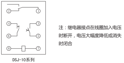 DSJ-13斷電延時時間繼電器內(nèi)部接線及外引接線圖(背視圖)圖片