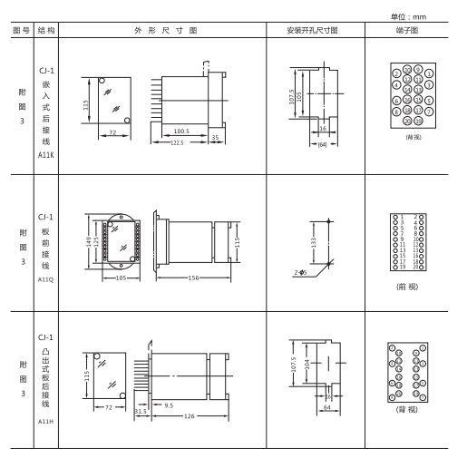 DT-1/200同步檢查繼電器外形及開(kāi)孔尺寸